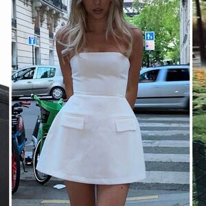Brand new white solid tube mini dress